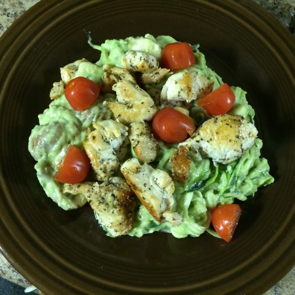 Zucchini Noodles w/ Chicken and Avocado Cream&nbsp;Sauce